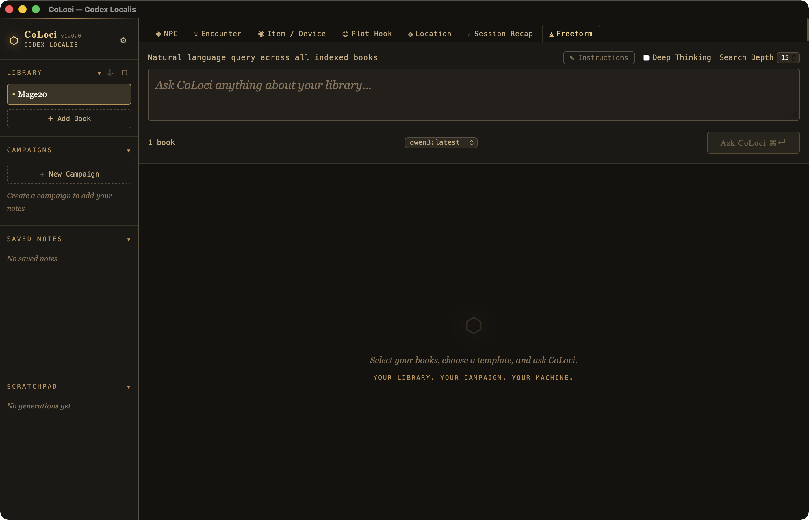 CoLoci main interface
